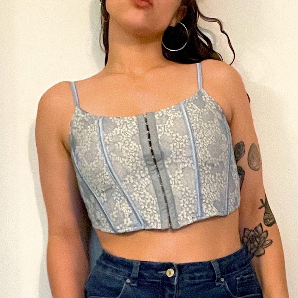 NWT Cider Blue Floral Corset Top